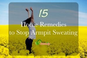 woman jumping in a field of yellow flowers caption how to remove armpit sweat