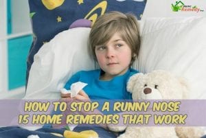 kid with runny nose in bed