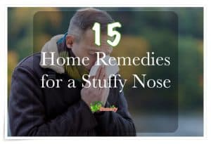 man with stuffy nose outside caption home remedies
