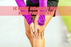 woman holding knee in pain caption home remeddies
