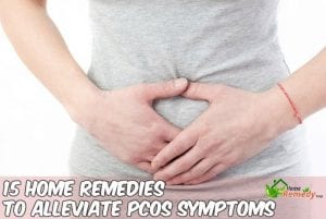 woman feeling abdominal pain caption home remedies for polycystic ovary syndrome symptoms