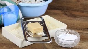 prepared ingredients for making natural laundry detergent